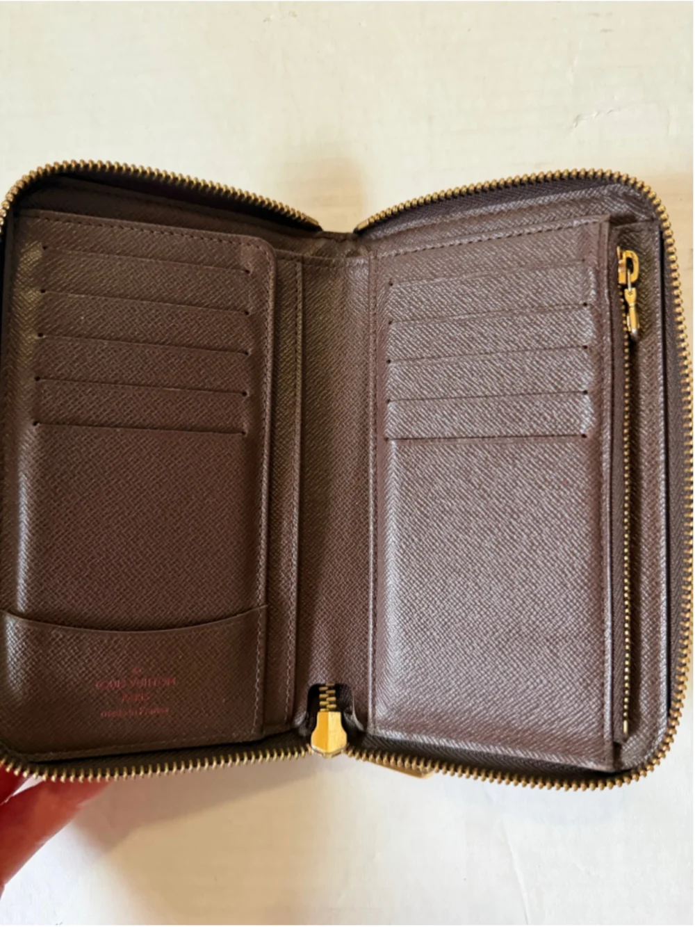 Women's Louis Vuitton Damier Ebene Wallet Brown Gold